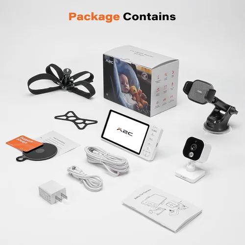 Miniatura 8 de A2C Cámara inalámbrica para automóvil de bebé, monitor de bebé alimentado por USB para asiento trasero y hogar, pantalla