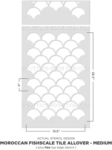 Miniatura 4 de Plantilla de azulejos marroquíes con escala de pescado, plantillas de azulejos marroquíes para pintar paredes, plantillas de azulejos reutilizables