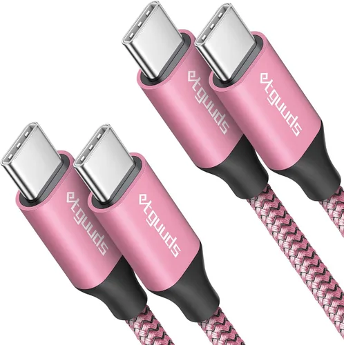 Miniatura 24 de etguuds Cable USB C a USB C blanco de 1 pie, paquete de 2 cables USBC a USBC de 60 W, cable de carga tipo C a C, cable de carga rápida para iPhone