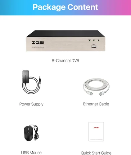 Miniatura 9 de ZOSI H.265+8CH 1080P híbrido 4-en-1 analógico TVI/CVBS/AHD/CVI grabadores de video de vigilancia CCTV DVR sistema para 720P, cámaras de seguridad