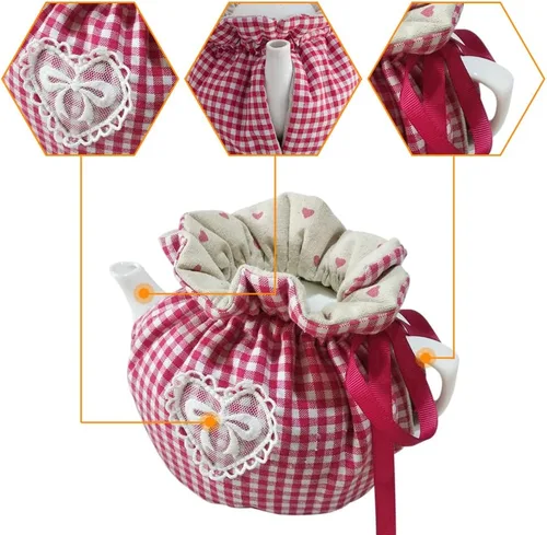 Miniatura 4 de 2 piezas de té aislado acogedor para tetera y calentador de hervidor de agua - a cuadros Rojo Plaid