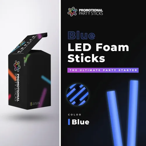 Miniatura 2 de 100 varillas luminosas de espuma azul, varillas de luz de 16 pulgadas para bodas, fiestas y bailes