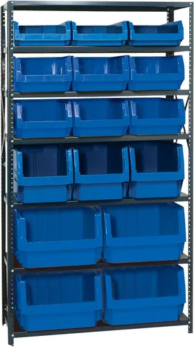Miniatura 334 de Quantum QSBU-245BK Heavy Duty Shelving Unit with (7) Shelves and (24) QUS245 Black Bins for Garage Warehouse Storage Distribution 400 lb Load