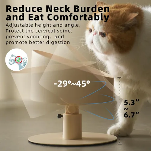 Miniatura 5 de MS!MAKE SURE Cuencos ajustables elevados para gatos, Cuencos elevados de cerámica para gatos, Tazón para mascotas con almohadilla de goma SF-Rosa