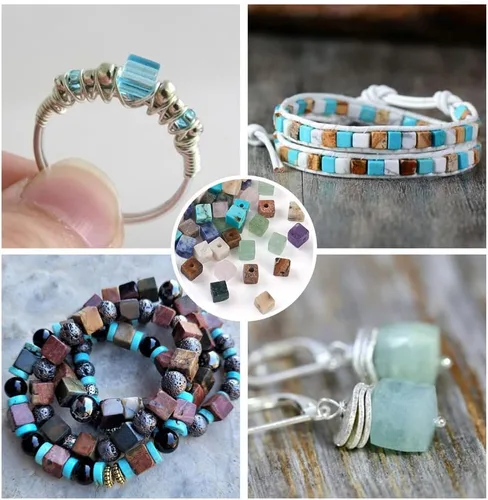 Miniatura 2 de KISSITTY 180 cuentas espaciadoras de piedras preciosas de jaspe azul natural de 0.157 pulgadas (0.157 in), cuentas de cristal semipreciosas, mini