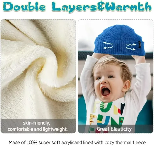 Miniatura 5 de ZUPPAD Baby Beanie Hat 3 Packs Toddler Girls Boys Baby Hats Winter Warm Knitted Thermal with Fleece Lining Kids Winter Hat