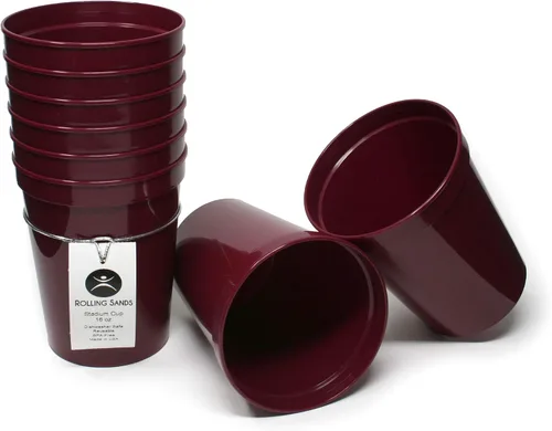 Miniatura 26 de Rolling Sands Vasos de plástico reutilizables para estadios de 16 onzas, paquete de 8, fabricados en Estados Unidos, sin BPA, aptos para Negro