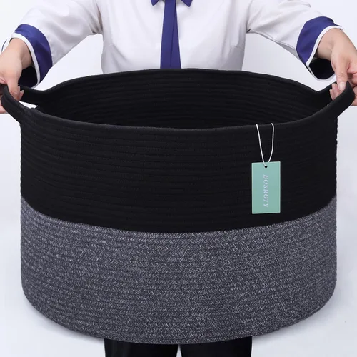 Miniatura 10 de Cesta Extra Grande para Mantas 87L, Cesta para Ropa Sucia, Cesta de Guardería para Bebés para Almacenamiento de Juguetes, Ropa y Toallas, Cesta