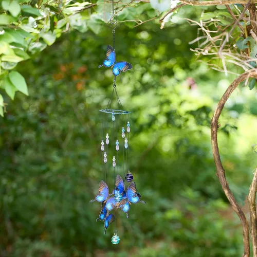 Miniatura 6 de Red Carpet Studios Windchimes - Campanilla de viento móvil en espiral de mariposa, 30 pulgadas de largo, color azul
