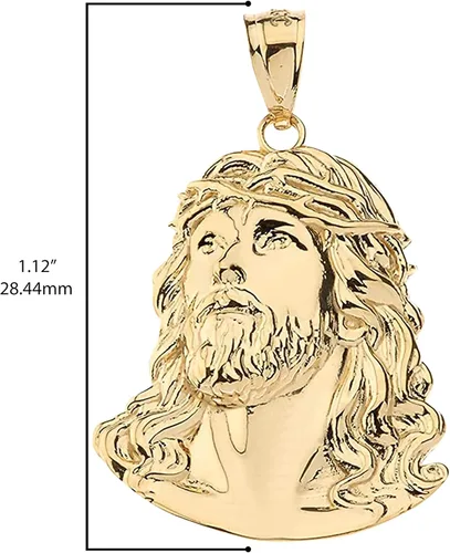 Miniatura 3 de Dije colgante cristiano de oro amarillo de 10 quilates con cara de Jesús con corona de espinas