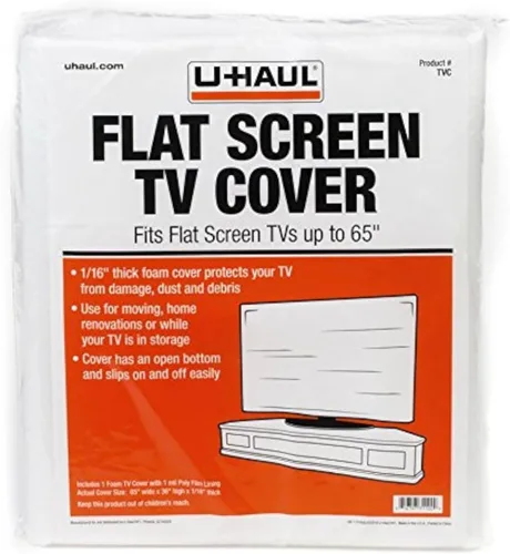 U-Haul Funda de espuma para TV de pantalla plana (se adapta a pantallas de hasta 65 pulgadas), 36 x 65 pulgadas, protección de TV durante una