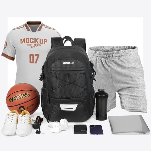 Miniatura 6 de GRANDUP - Mochila de baloncesto con compartimento para pelota y zapatos. Adecuada para voleibol, fútbol, natación, gimnasio, viajes y escuela