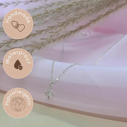 Miniatura 3 de Annika Bella Collar de plata de ley con estrella para mujer, longitud de 15 a 17 pulgadas, pequeño collar con dije de estrella del norte