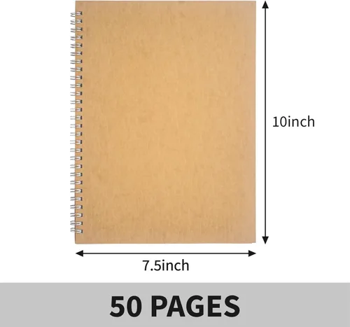 Miniatura 2 de DSTELIN Cuaderno de espiral en blanco de 10 pulgadas x 7.5 pulgadas, 3.53 oz/m², paquete de 3, tapa suave, cuaderno de bocetos, 100 páginas/50