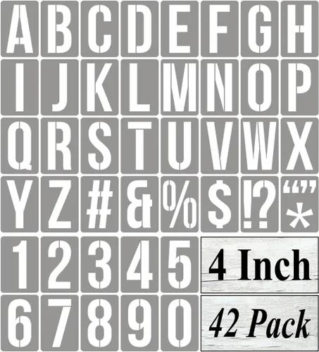 Miniatura 14 de Plantillas de letras del alfabeto de 12 pulgadas para pintar, paquete de 42 plantillas de letras y números con letreros para pintar sobre madera
