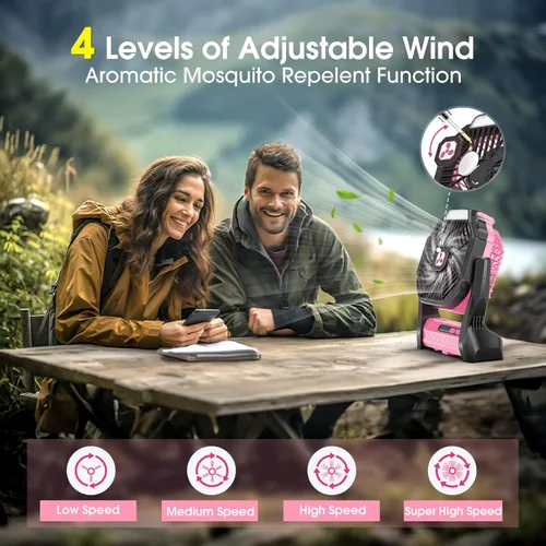 Miniatura 3 de Ventilador recargable portátil, 20000 mAh, inalámbrico, alimentado por batería, ventiladores de tienda de campaña con linterna SOS y LED, pequeños