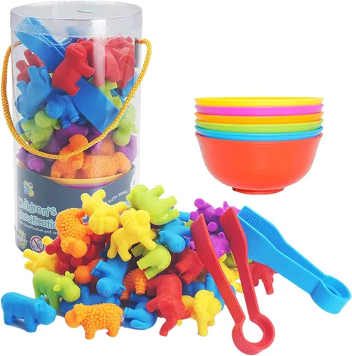 UNIQUE KIDS Juego de Juguetes Educativos de Conteo con Tazas de Clasificación – Juego de Entrenamiento de Clasificación de Colores Sensoriales