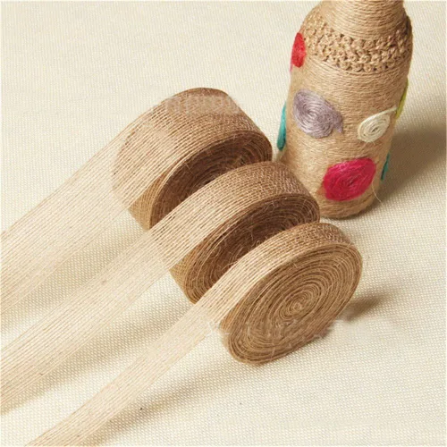 Cinta de yute natural de arpillera de arpillera de yute natural, 32.8 ft, vintage, rústico, para boda, floristería, decoración de bordes, adornos