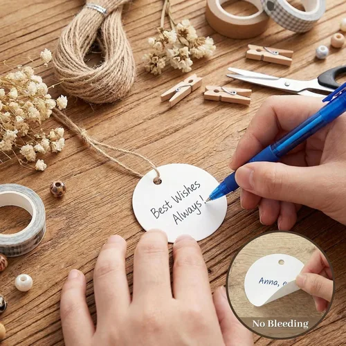 Miniatura 4 de SallyFashion 120 unidades de etiquetas redondas blancas de 2 pulgadas de papel kraft con cuerda para envolver regalos, proyecto de manualidades