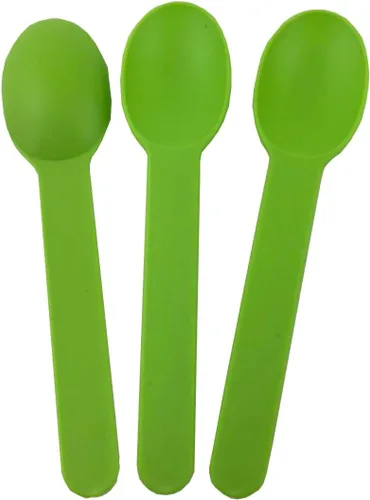 Miniatura 3 de MMvolesy Cucharas de plástico desechables ecológicas verde lima, cucharas de helado de yogur congelado, cucharas de postre congelado, 50