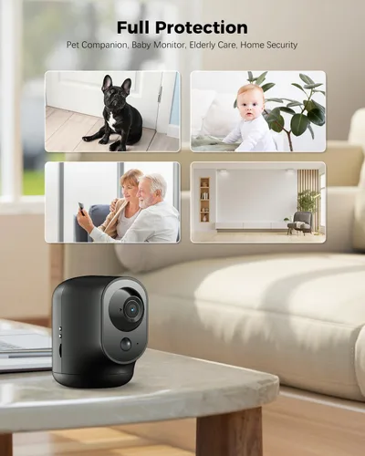 Miniatura 9 de COCOCAM Cámara de seguridad interior con vista panorámica/inclinación 2K con batería de 5200mAh, cámara WiFi, inalámbrica para monitor de Negro