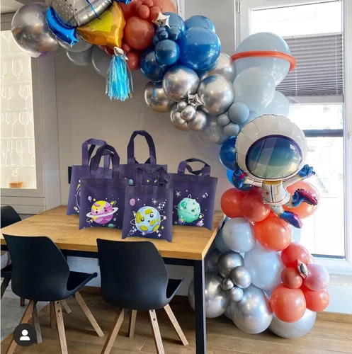 Miniatura 7 de BANBALLON 20 bolsas de recuerdo para fiesta del espacio exterior, bolsas de regalo espaciales, bolsas de regalo para niños, sistema solar galáctico