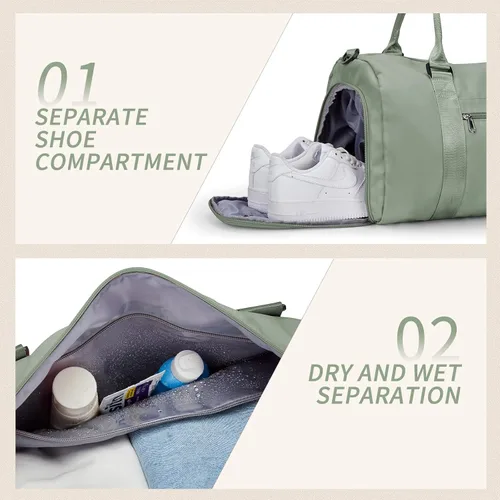 Miniatura 4 de Bolsa de gimnasio para hombres con compartimento para zapatos y bolsillo húmedo, mochila deportiva para natación, yoga, bolsa de viaje impermeable