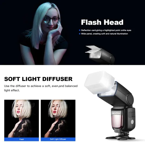 Miniatura 6 de Flash de cámara Godox TT600 GN60, 2.4G, 1/8000s, Speedlite, 230 parpadeos de potencia total, tiempo de reciclaje de 0.1-2.6s, compatible con cámaras