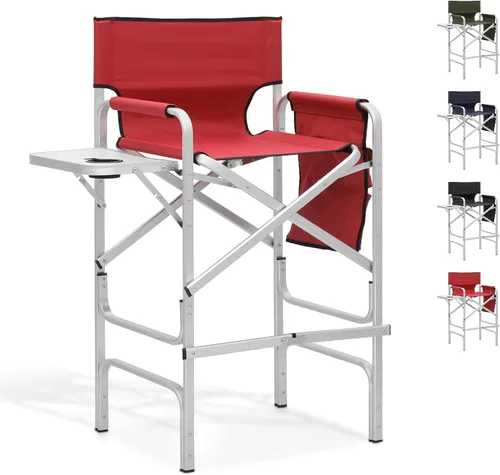 Miniatura 10 de Silla de directores, sillas de campamento plegables de 31 pulgadas de alto, silla de tocador plegable con marco de aluminio, silla de artista
