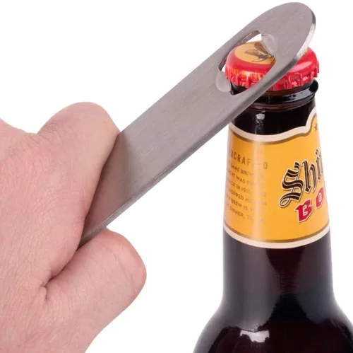 Miniatura 2 de KISEER Abrebotellas plano de acero inoxidable resistente, paquete de 2 abridores de botellas de cerveza para cocina, bar o restaurante