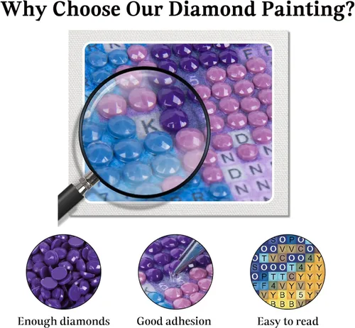 Miniatura 6 de JAKI Paquete de 4 piezas de arte de diamantes para adultos, kits de pintura de diamantes de dibujos animados para adultos principiantes, arte DIY