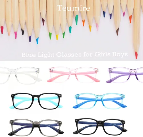 Miniatura 7 de Lentes de bloqueo de luz azul para niños y niñas, cuadrados, irrompibles, TR90, paquete de 2