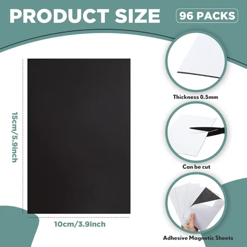 Miniatura 2 de Macarrie Hojas magnéticas adhesivas de 4 x 6 con parte trasera adhesiva, calcomanías de papel magnéticas cortables flexibles para despegar y pegar
