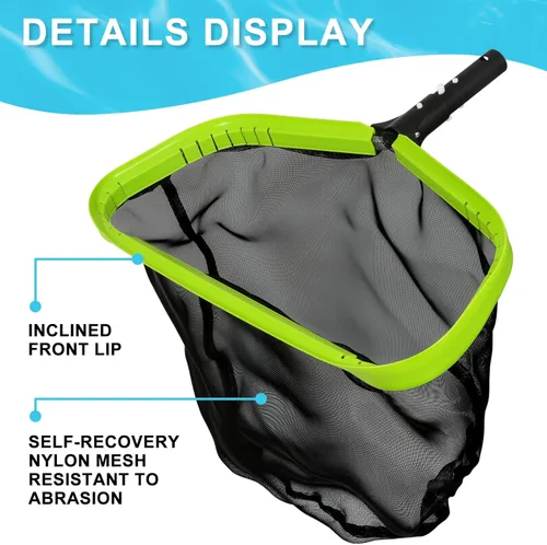 Miniatura 2 de Sepetrel, Red de piscina, redes profesionales para limpieza con bolsa profunda de nailon, marco de aluminio resistente y rastrillo de mango