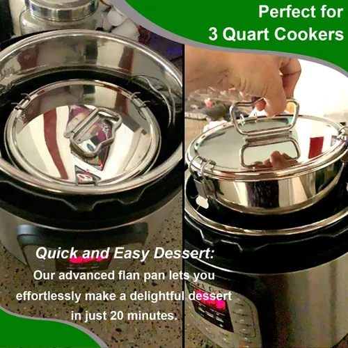 Miniatura 6 de Flanera de acero inoxidable (diseño láser), sartén flan de 6 x 6 x 3.5 pulgadas, capacidad 38 fl. oz, compatible con Instant Pot de 3 cuartos