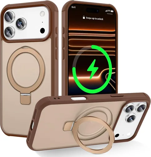 Miniatura 32 de CHAOFEnG Funda magnética compatible con iPhone 11 con soporte, prueba de caídas de grado militar, compatible con imán, anillo translúcido, parte
