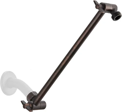 Miniatura 18 de Brazo de extensión de cabezal de ducha ajustable extra largo de 15 pulgadas con tornillo de bloqueo, ángulo cromado de acero inoxidable 304 1. Cromo