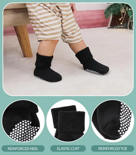 Miniatura 3 de MQELONG Calcetines tobilleros antideslizantes para bebé, con calcetines antideslizantes para bebés, niños y niñas, 6 pares