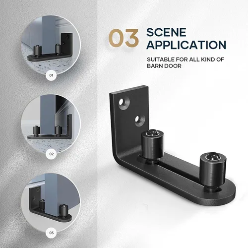 Miniatura 3 de EaseLife - Juego de 2 guías de suelo para puerta de granero, 2 opciones de montaje, sistema de montaje en pared, rodillo de rodamientos de bolas