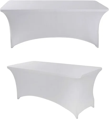 Miniatura 19 de Paquete de 2 manteles rectangulares de elastano de 4 pies, ajustables, elásticos, para bodas, fiestas, eventos, reuniones, cumpleaños, decoración