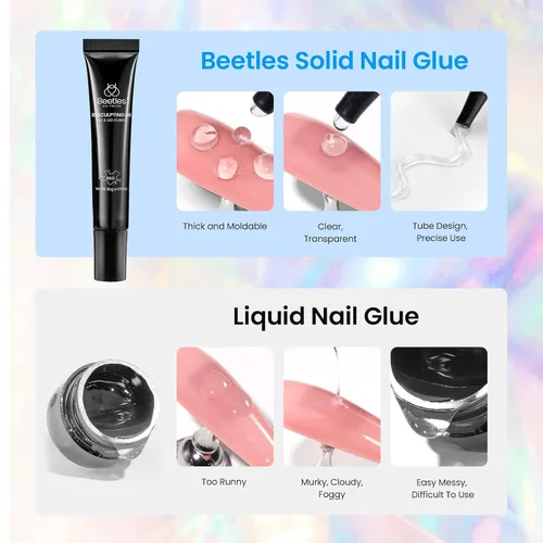 Miniatura 5 de Beetles Gel Escultor 3D Gel para Arte de Uñas - 6 Colores Esmalte de Uñas Sin Limpieza Pegamento para Arte de Uñas con Pedrería para Dibujar Moldear