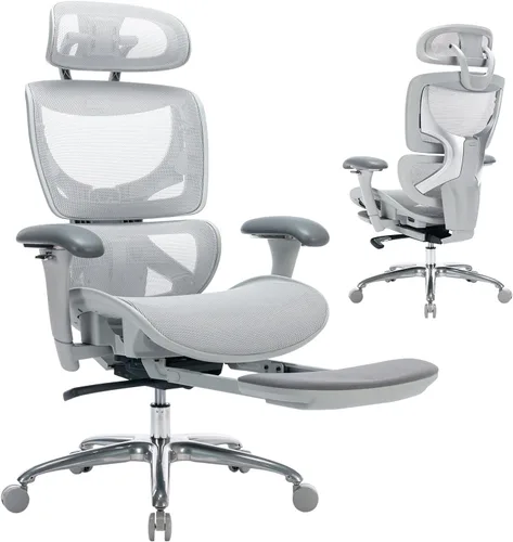 Miniatura 11 de COLAMY Silla de oficina ergonómica de malla con reposapiés, silla ejecutiva de escritorio de computadora con respaldo alto y reposacabezas anchos