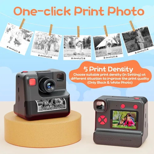 Miniatura 6 de Cámara de impresión instantánea para niños, cámaras instantáneas de 1080P para niños, cámaras de vídeo digitales HD para niños con 3 rollos de papel