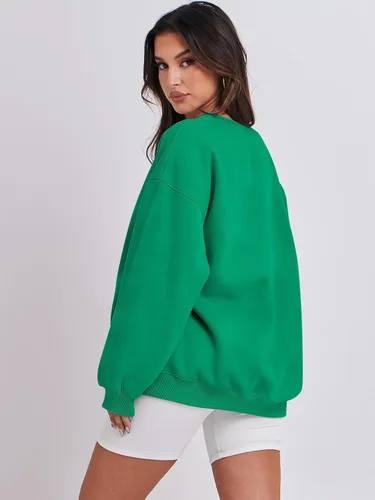Miniatura 4 de ANRABESS Sudadera de gran tamaño para mujer, con cuello redondo, estilo Y2K, sudadera con capucha de forro polar, cómoda, camiseta informal, ropa
