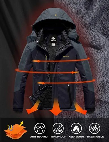Miniatura 5 de GEMYSE - Chaqueta de esquí impermeable, resistente al viento, lluvia y nieve, para hombre