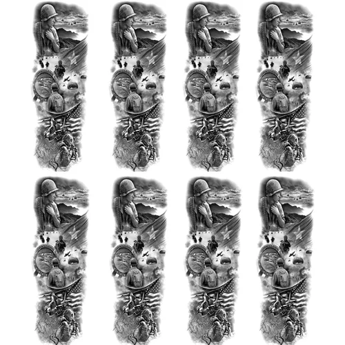 Miniatura 14 de Mangas militares tatuajes temporales de brazo completo negro militar pegatinas de tatuaje falso estilo guerra arte corporal tatuaje brazo