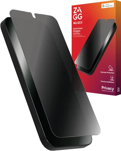 ZAGG Fusion Privacy - Protector de pantalla para Google Pixel 9 / Pixel 9 Pro, polímero híbrido flexible, filtro de privacidad de 2 vías, protección