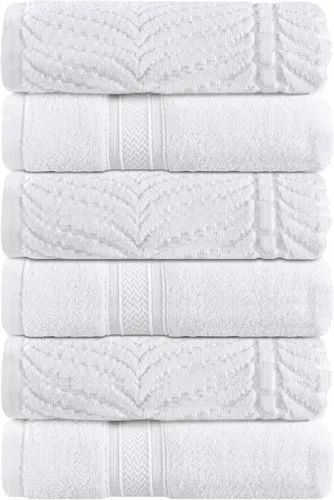 Miniatura 78 de Superior Juego de toallas surtidas de algodón Chevron de 12 piezas, cero torsión, secado rápido, artículos esenciales para el hogar, ducha, spa