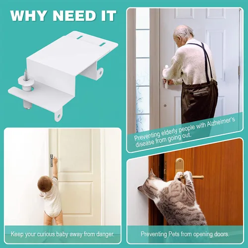 Miniatura 5 de Cerradura superior de puerta a prueba de niños, cerraduras de puerta superior BILLROAD para seguridad de niños hechas de metal resistente