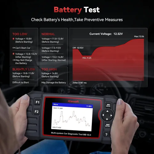 Miniatura 4 de iCarsoft MB V2.0 OBD2 escáner herramienta de diagnóstico para Benz/Sprinter/Smart, lector de código de sistema completo con 9 reinicios, Auto VIN
